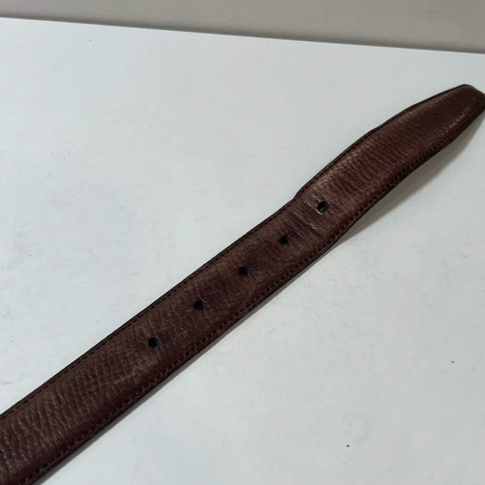 Coach Men's Brown Leather Belt Size 32w Brown Woven Texture
